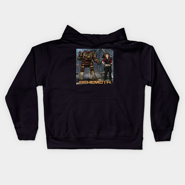 Behemoth and her SHD-2H Shadowhawk Battlemech Kids Hoodie by Oswald's Oddities